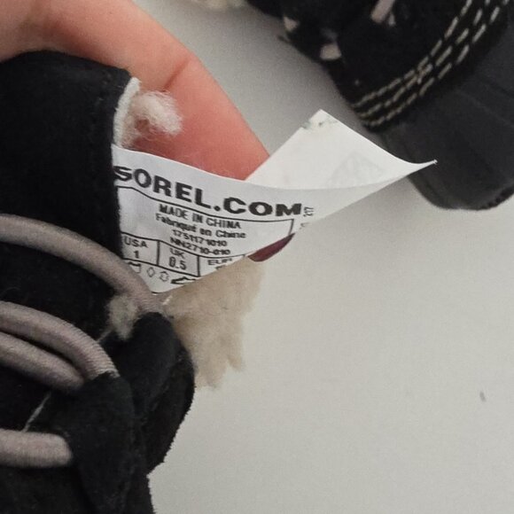 SOREL | Caribootie Snow Boots black Suede Shearling Baby Sz 1 - Picture 5 of 5
